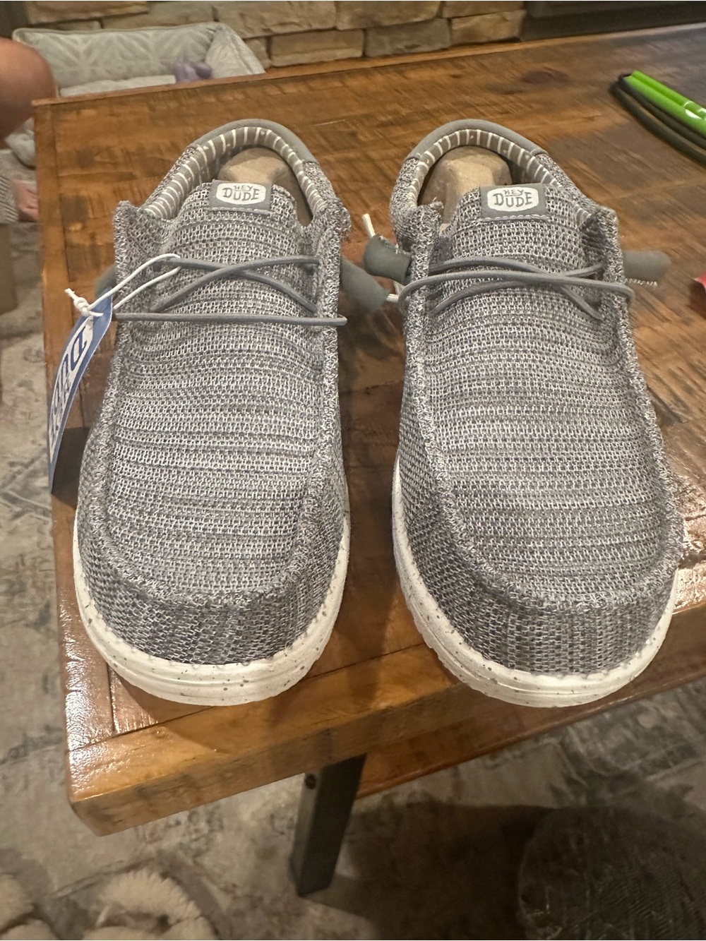 Hey Dude Light Grey Knit Slip-On Loafers